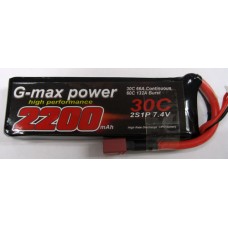 G-MAX POWER 2200Mah 30C 7.4V 2S1P LIPO BATTERY